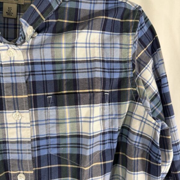 LL Bean Blouse Women's XS Blue Green Plaid Button Up Long Sleeve 100% Cotton - Picture 4 of 11